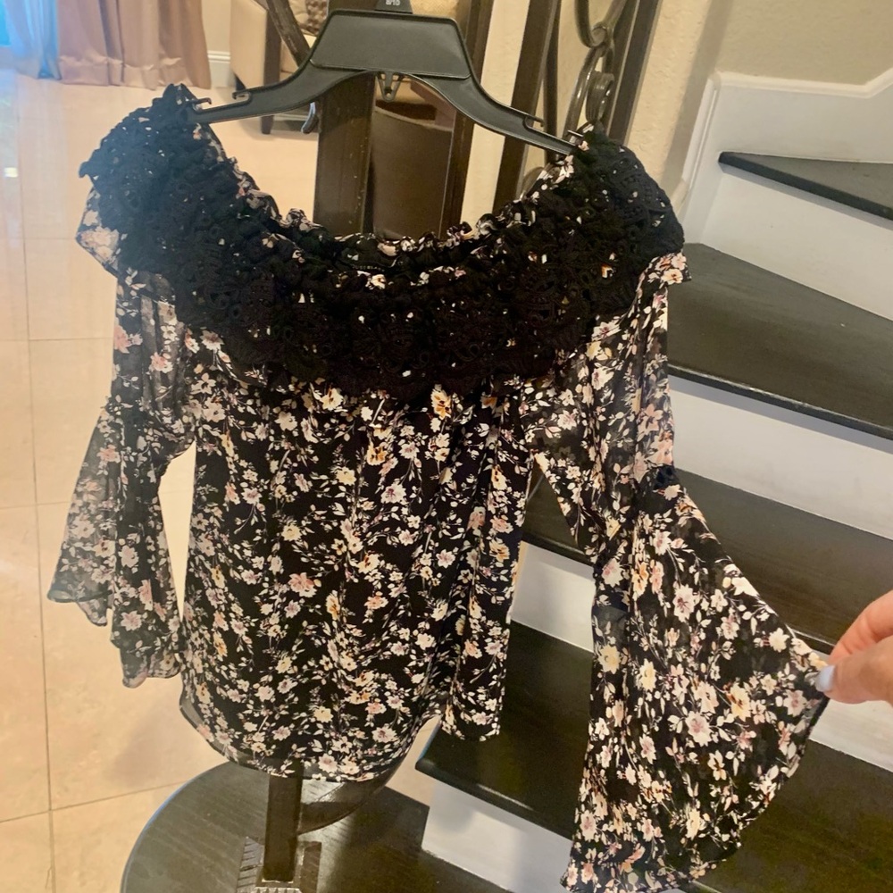 Floral Black Women's Top
